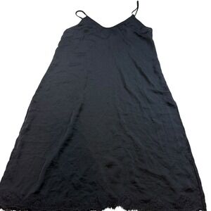 Out From Under Black Lace Trim Slip Dress M Sleeveless Mini Lingerie‎
